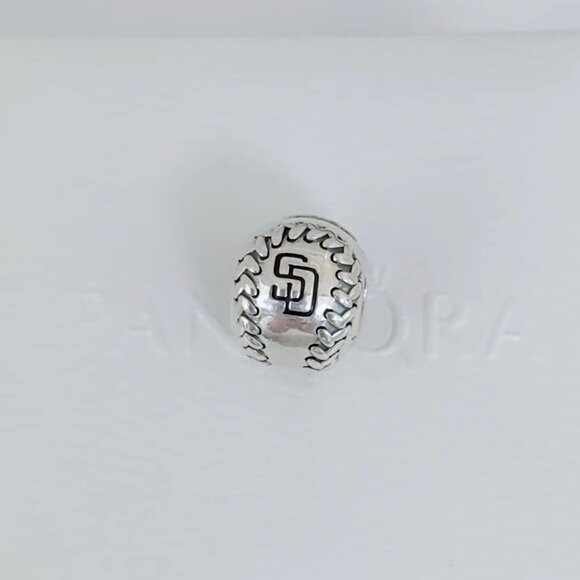 Pandora San Diego Padres Enameled Baseball Charm S925 Silver Bead with box - Picture 3 of 7